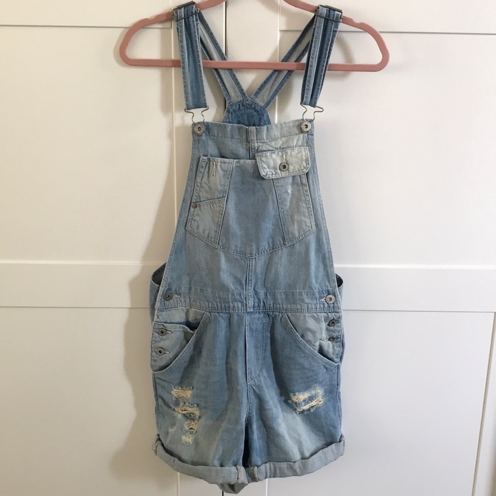 New cuffed short jean overalls